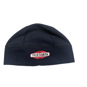 True North Navy Blue Fleece Beanie Hat Embroidered Logo Winter Warm Gorpcore
